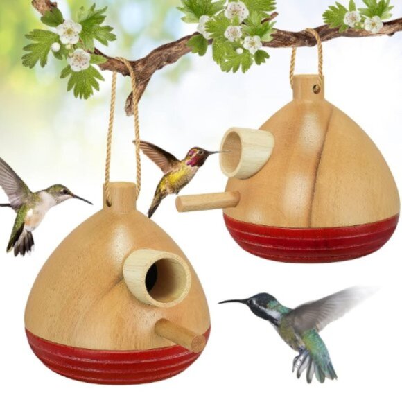2 pk - Hummingbird Houses - Wooden Birdhouses for Outside - Picture 1 of 9
